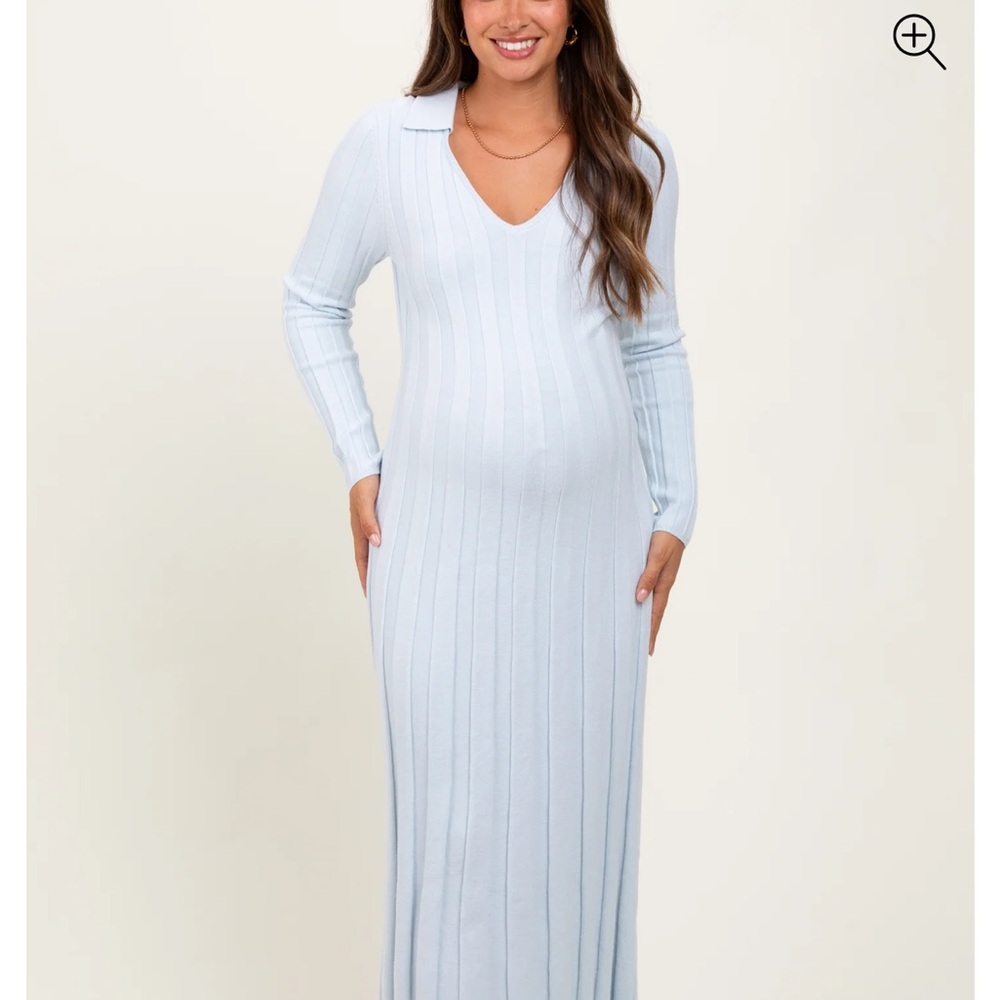 Pink Blush Light Blue Maternity Dress